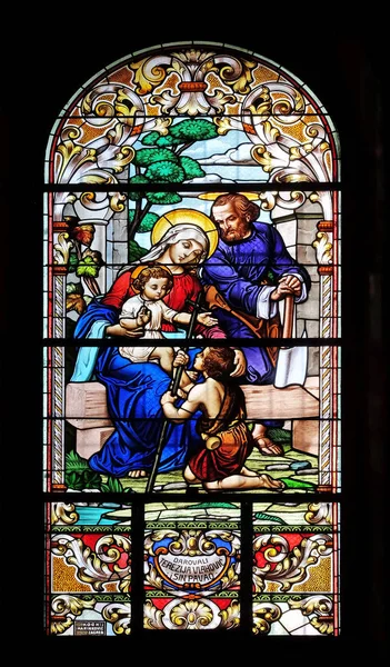 Holy Family John Baptist Stained Glass Window Saint John Baptist — Stock Photo, Image