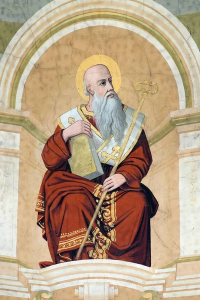 Nazianzus'lu Aziz Gregory, İlahiyatçı Gregory olarak da bilinir, Zagreb'deki Aziz Yahya Baptist kilisesinin tavanında fresk