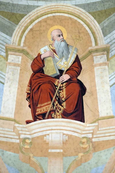 Άγιος Γρηγόριος Του Ναζιανζίου Που Ονομάζεται Επίσης Γρηγόρης Θεολόγος Νωπογραφία — Φωτογραφία Αρχείου