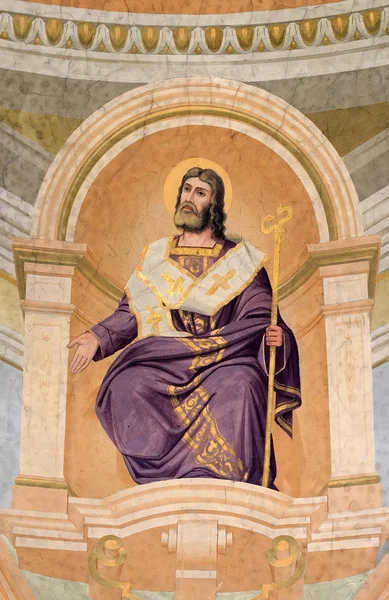 Άγιος Ιωάννης Χρυσοστόμου Νωπογραφία Στο Ταβάνι Του Ναού Του Αγίου — Φωτογραφία Αρχείου