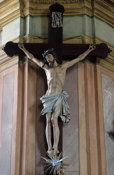 Crucifixo Igreja São João Batista Zagreb Croácia — Fotografia de Stock