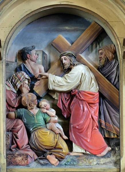 8Th Stations Cross Jesus Meets Daughters Jerusalem Saint John Baptist — Stock Photo, Image