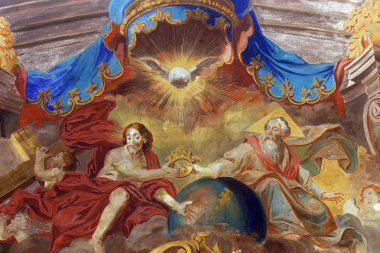Holy Trinity, Samobor Meryem Ana Kilisesi'nde sunak fresk, Hırvatistan