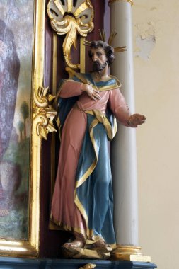 Ivanic Grad St James şapelinde ana sunak üzerinde Aziz Philip heykeli, Hırvatistan