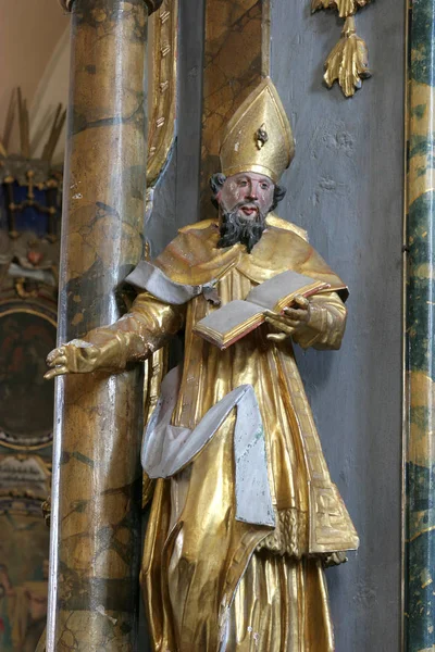 Statue Saint Sur Autel Couronnement Vierge Marie Dans Église Sainte — Photo