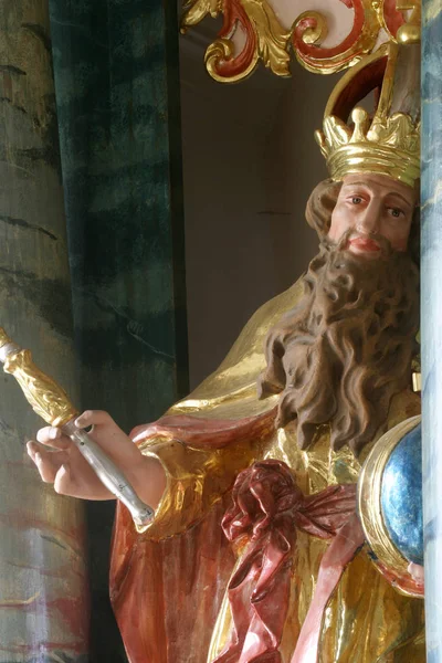 匈牙利的圣斯蒂芬 克罗地亚斯韦塔内德尔贾圣罗克教堂主祭坛的雕像 — 图库照片