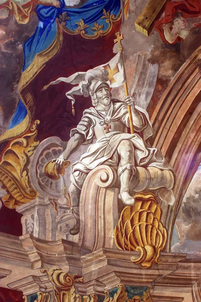 San Florian Altare Affrescato Nella Chiesa Dell Assunzione Della Vergine — Foto Stock