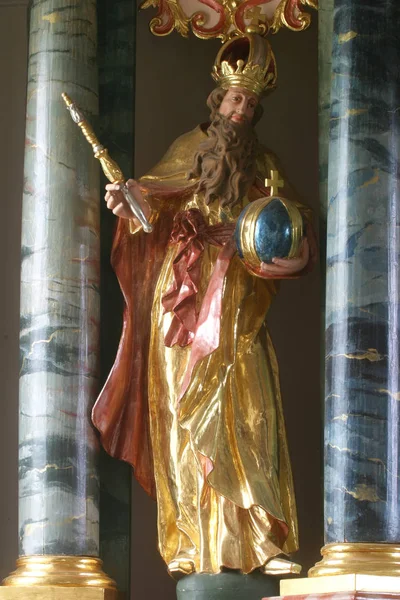 Άγιος Στέφανος Της Ουγγαρίας Άγαλμα Στον Κύριο Βωμό Στο Παρεκκλήσι — Φωτογραφία Αρχείου