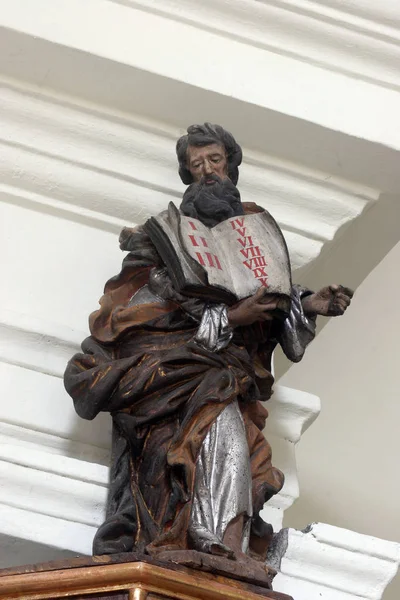 Moses Staty Predikstolen Kyrkan Antagandet Jungfru Maria Samobor Kroatien — Stockfoto