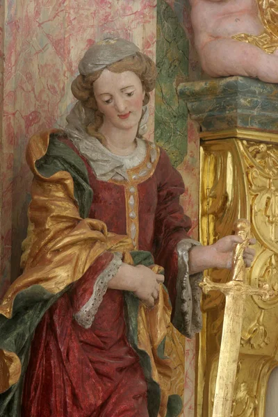 Heilige Katharina Von Alexandria Statue Auf Dem Altar Der Heiligen — Stockfoto