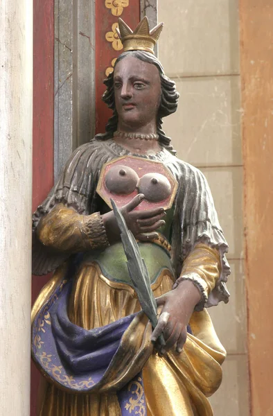 Santa Ágata Sicilia Estatua Altar Virgen Iglesia Santa María Magdalena — Foto de Stock