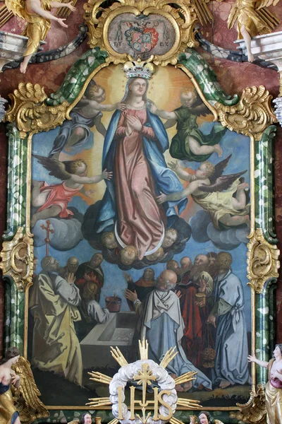 Wniebowzięcia Nmp Ołtarz Główny Kościele Wniebowzięcia Najświętszej Maryi Panny Klostar — Zdjęcie stockowe