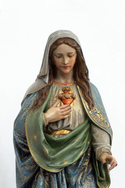 Cuore Immacolato Maria Statua Sull Altare San Giuseppe Nella Chiesa — Foto Stock