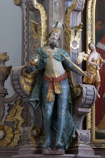 Άγιος Στέφανος Της Ουγγαρίας Άγαλμα Στο Βωμό Των Αγίων Τριών — Φωτογραφία Αρχείου