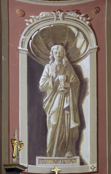 使徒ヨハネ聖ヨハネ クロアチア イヴァニック グラードの聖ペテロ教会のフレスコ画 — ストック写真