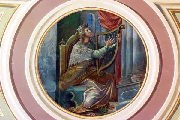 Rey David Fresco Iglesia San Pedro Ivanic Grad Croacia — Foto de Stock