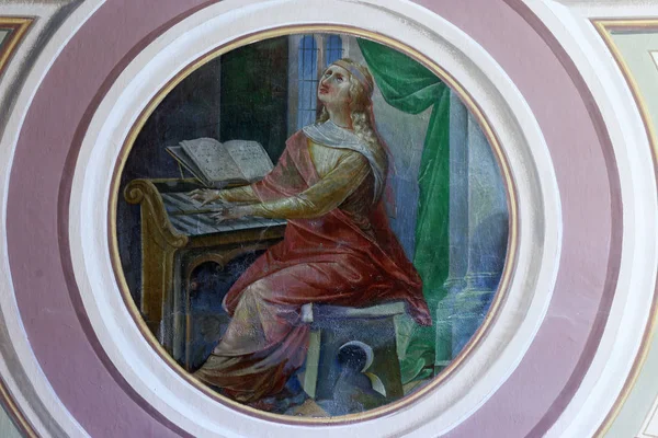 Saint Cecilia Fresco Kerk Van Heilige Petrus Ivanic Grad Kroatië — Stockfoto