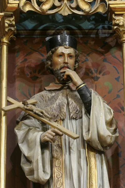 Άγιος Ιωάννης Του Nepomuk Άγαλμα Στον Κύριο Βωμό Της Εκκλησίας — Φωτογραφία Αρχείου