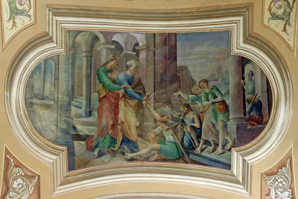 Saint Peter Hayatından Sahneler Ivanic Grad Saint Peter Kilisesinde Fresk — Stok fotoğraf