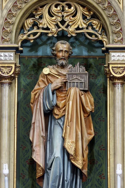 São Pedro Apóstolo Estátua Altar Principal Igreja São Pedro Ivanic — Fotografia de Stock