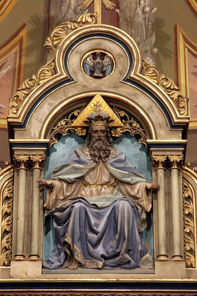 Dieu Père Statue Sur Autel Principal Église Saint Pierre Ivanic — Photo