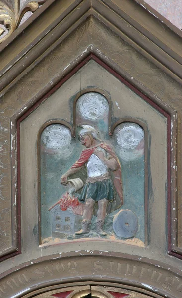 Saint Florian Den Heliga Familjens Altare Sankt Nikolaus Kyrka Lijevi — Stockfoto