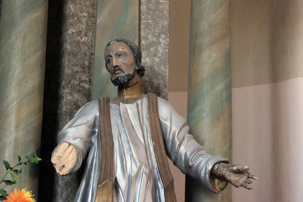 Estatua San Nicolás Altar Mayor Iglesia San Nicolás Lijevi Dubrovcak —  Fotos de Stock