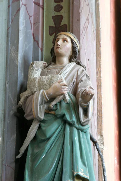 Heiliger Agnes Von Rom Statue Auf Dem Altar Der Heiligen — Stockfoto