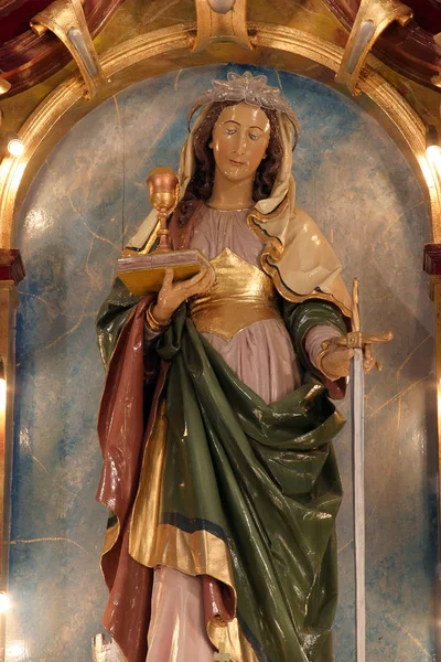 Standbeeld Van Sint Barbara Het Hoofdaltaar Kerk Van Saint Barbara — Stockfoto