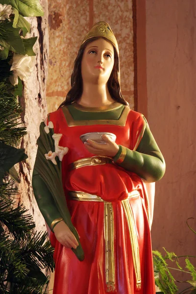 Sainte Lucie Statue Sur Autel Notre Dame Lourdes Dans Église — Photo