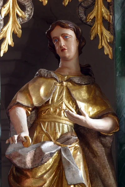 圣伊丽莎白 克罗地亚科明三王教堂主祭坛的雕像 — 图库照片
