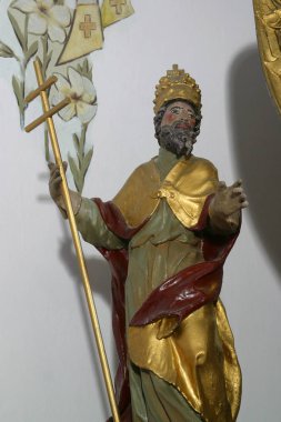 Büyük Papa Aziz Gregory, Hırvatistan 'ın Bedenica kentindeki Azizler Kilisesi' nin ana sunağında heykel.