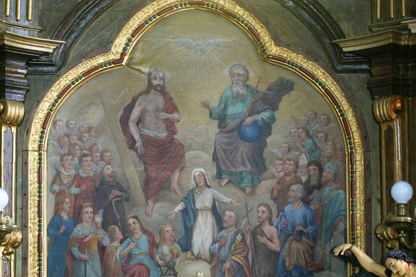 Święta Trójca Wszystkimi Świętymi Ołtarz Główny Kościele Wszystkich Świętych Bedenicy — Zdjęcie stockowe