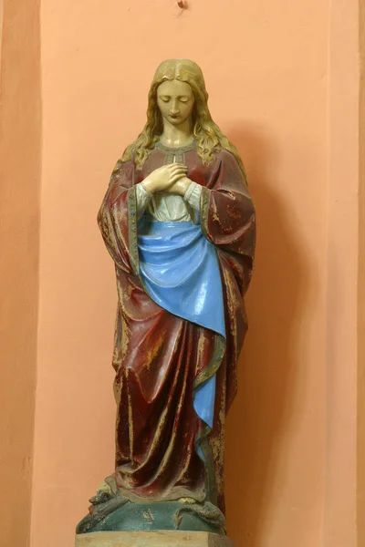 Obefläckade Hjärtat Mary Staty Kyrkan Saint Barbara Bedekovcina Kroatien — Stockfoto