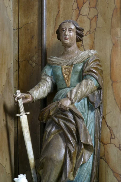 Saint Catherine Alexandria Staty Altaret Saint Anthony Padua Allhelgonakyrkan Bedenica — Stockfoto