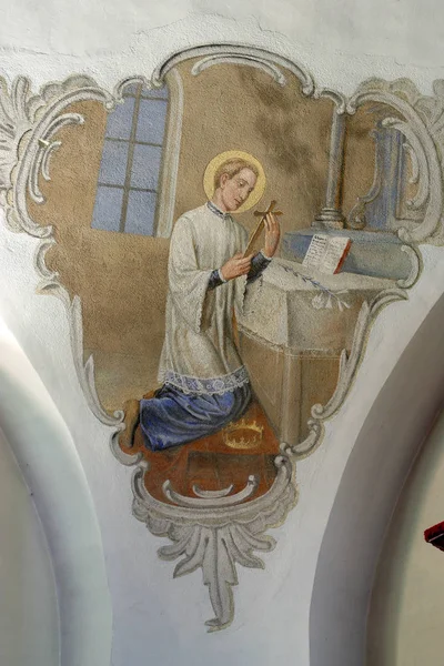 Святой Алоизий Гонзага Фреска Потолке Церкви Святой Варвары Бедековчине Хорватия — стоковое фото