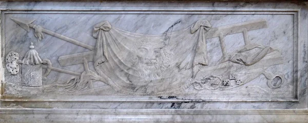 Véu Veronica Detalhe Altar Igreja Católica Santo Eustache Dobrota Montenegro — Fotografia de Stock