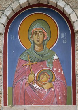 Saint Paraskeva, Makedonya'nın Ohri Kenti yakınlarındaki Balkanlar'daki Saint Paraskeva Kilisesi'nde fresk