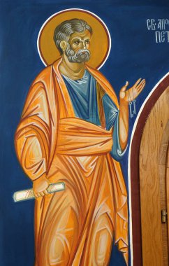 Havari Aziz Petrus, Makedonya'daki Ohri, Saint Naum Manastırı yakınlarındaki Balkanlar'Daki Aziz Paraskeva Kilisesi'ndeki fresk