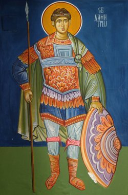 Selanikli Aziz Demetrios, Makedonya'nın Ohri Kenti yakınlarındaki Balkanlar'Daki Saint Paraskeva Kilisesi fresk
