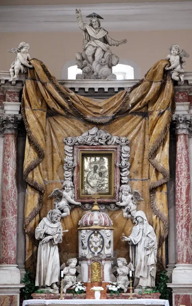 Altar Superior Igreja Católica Santa Clara Kotor Montenegro — Fotografia de Stock