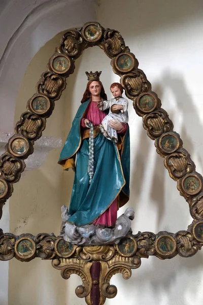 Vergine Maria Con Gesù Bambino Chiesa Cattolica Sant Eustachio Dobrota — Foto Stock