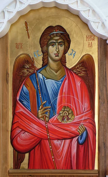 聖ミカエル大天使 マケドニアのオリッド 聖ナウム修道院の近くのバルカン半島の聖パラスケバ教会の祭壇作品 — ストック写真