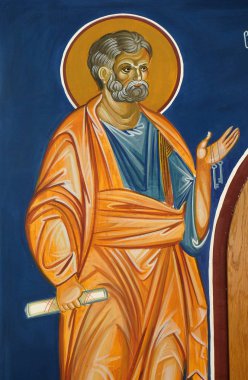 Havari Aziz Petrus, Makedonya'daki Ohri, Saint Naum Manastırı yakınlarındaki Balkanlar'Daki Aziz Paraskeva Kilisesi'ndeki fresk