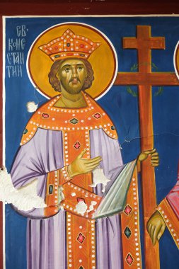 Saint Constantine, Makedonya'nın Ohri Kenti yakınlarındaki Balkanlar'Daki Saint Paraskeva Kilisesi'nde fresk