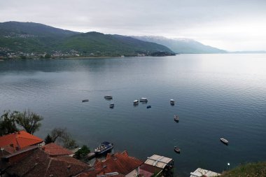 Ohri gölündeki küçük tekneler, Ohri, Makedonya