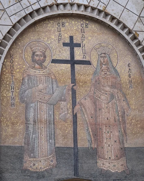 Mosaiikki Yli Sisäänkäynnin Saint Constantine Helena Kirkko Skopje Makedonia — kuvapankkivalokuva