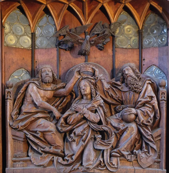Incoronazione Dell Altare Maria Nella Chiesa San Giacomo Rothenburg Der — Foto Stock