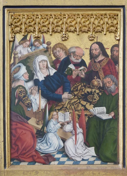 圣母玛利亚之死 十二使徒祭坛在圣詹姆斯教堂在罗滕堡奥德陶伯 — 图库照片