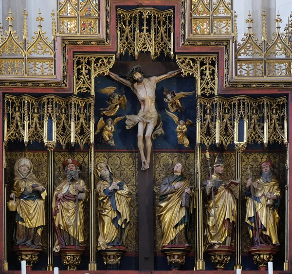 Altare Dei Dodici Apostoli Nella Chiesa San Giacomo Rothenburg Der — Foto Stock